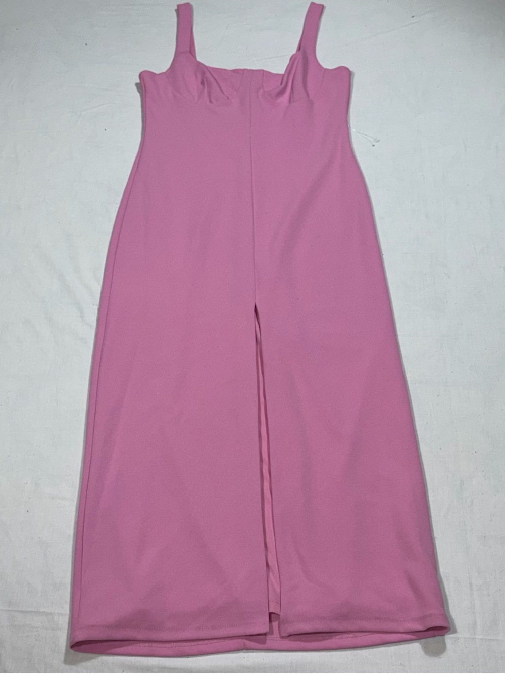 WAYF Bravado Pink Bustier Slit Front Maxi Dress Women L Wedding Guest P57